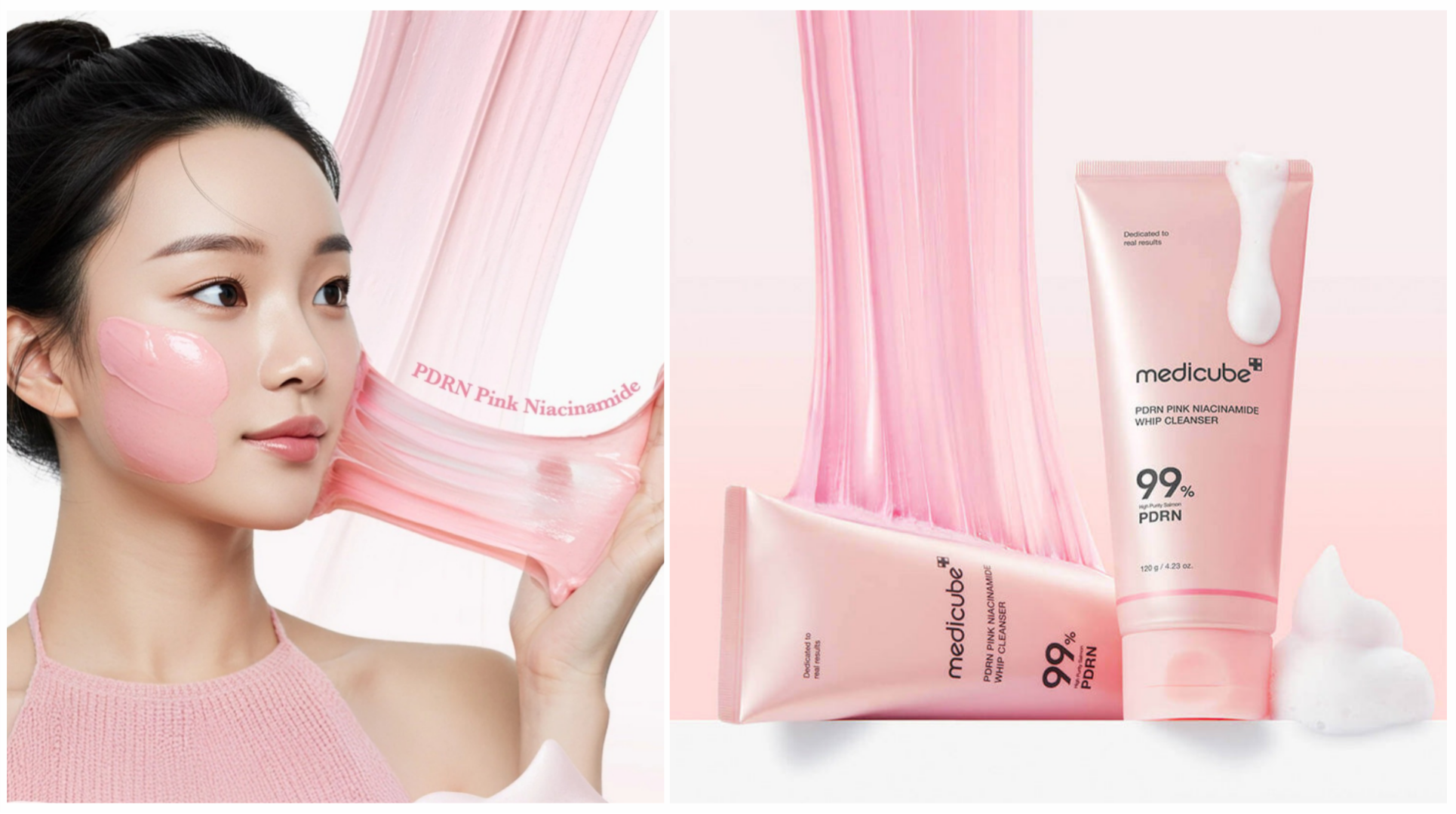 فوم-شستشو-نیاسینامید-و-pdrn-صورتی-مدی-کیوب-me فوم-شستشو-نیاسینامید-و-pdrn-صورتی-مدی-کیوب-me